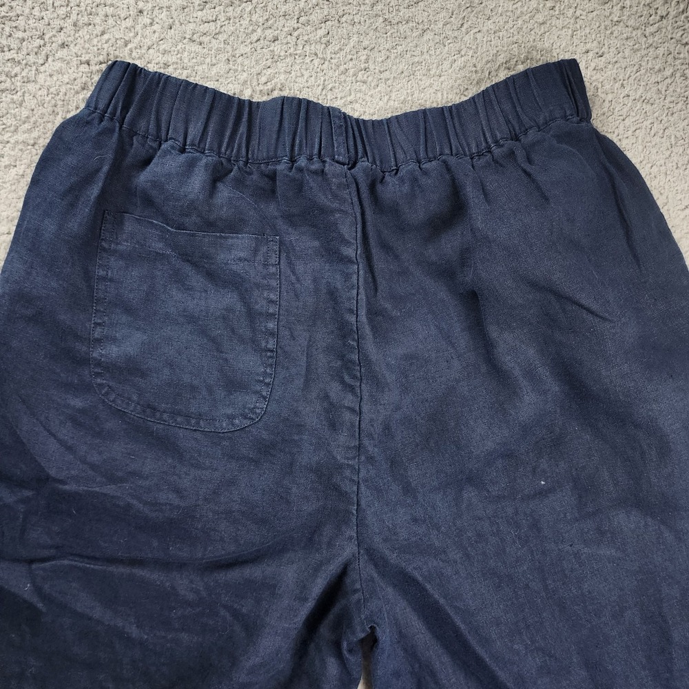 Quince Linen Pants Womens Small Blue Pull On Stretch Resort Lagenlook Beachy - Picture 7 of 10
